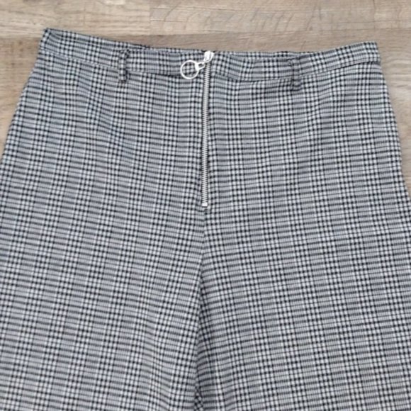 WILD Fable Zip front checked‎ wide leg cropped pants 25" Inseam no pockets XL - Picture 2 of 10